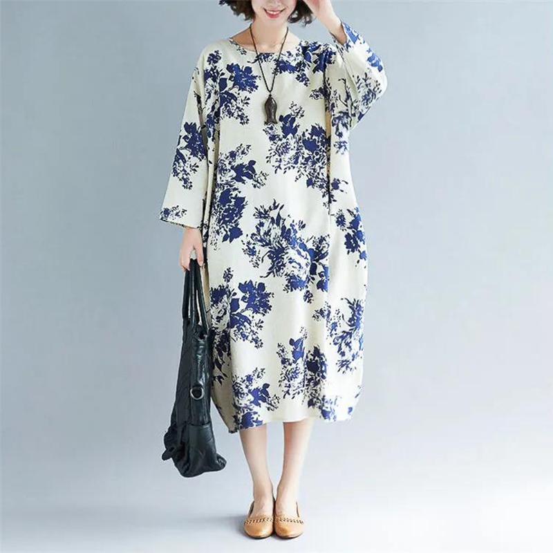Vintage Floral Print Boho Dress Women Long Maxi Dress Evening Party Beach Summer Dress Long Sleeve Dresses