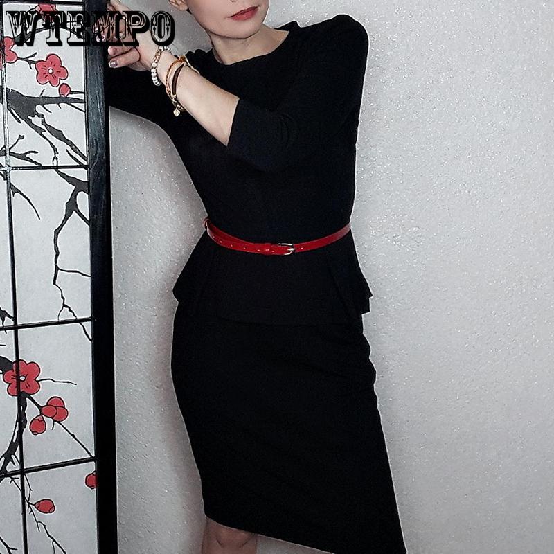 Vintage Elegant Wear To Work with Belt Skirt Suits Business Party Bodycon Office Career Women Dress
