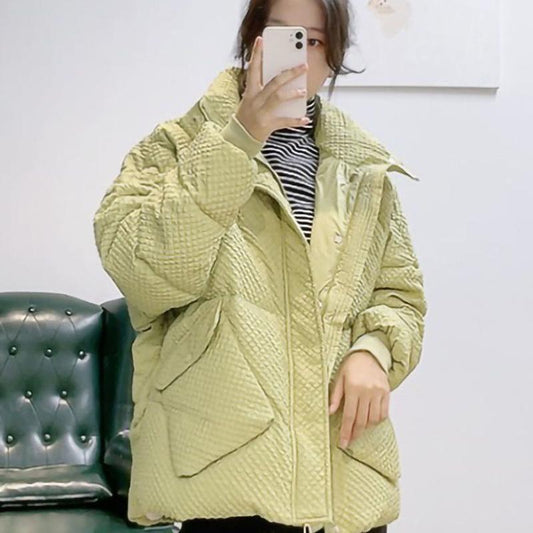 Thick White Duck Down Jacket Ladies Short Stand-up Collar Niche Korean Style