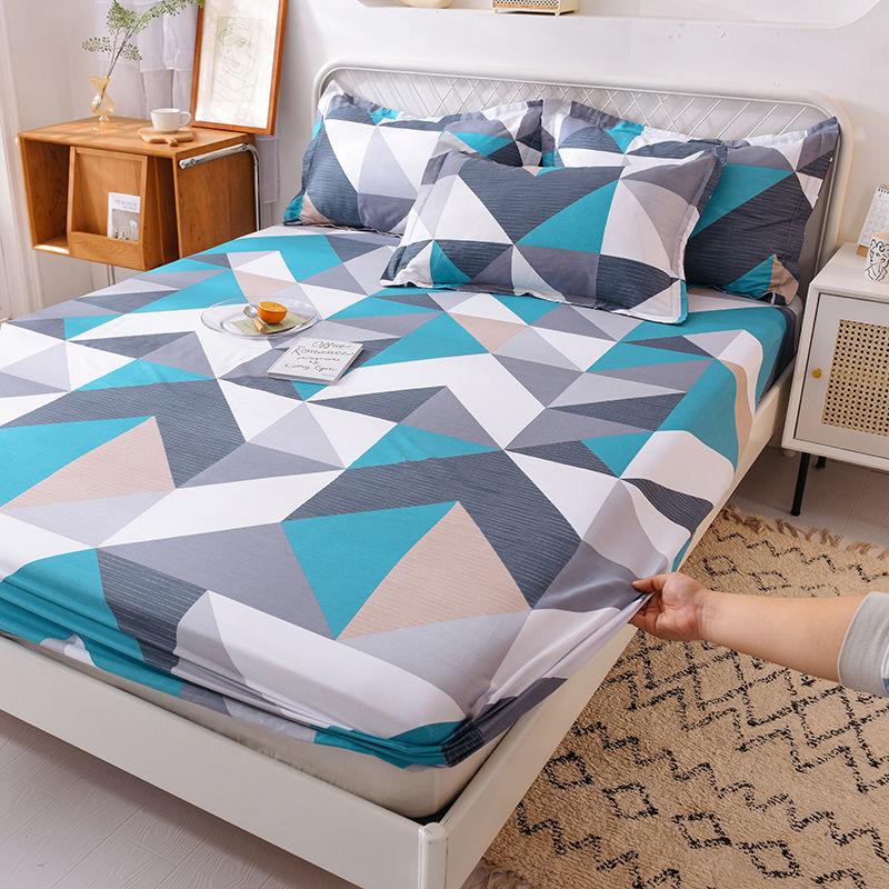 Mattress Protector Bedding Three-piece Cotton Padded Printed Bedspread and Pillowcase