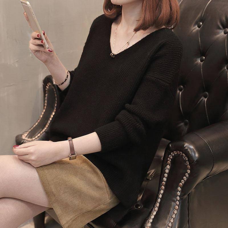 Pofulove Autumn Winter Women's Hedging Sweater Lady Loose Fashion Base Shirt Spring Bottoming Wear