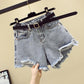 Denim Shorts Women's High Waist Summer Tide Ins Loose and Thin Wide-legged Hole A-line Pants