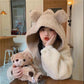 Autumn and Winter Lamb Fur Hooded Jacket Female Students Casual All-match Thickened Polar Fleece Cardigan Cute Rabbit Ears Plush Jacket