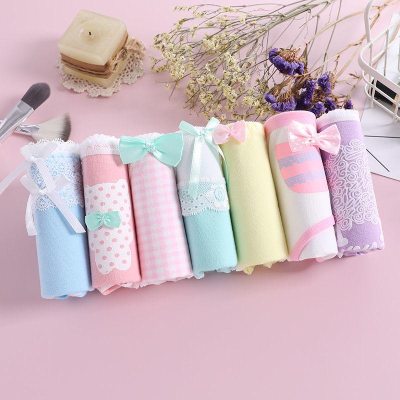 7 Pack Women's Cotton Underwear Women's Plus Size Underwear Student Low-rise Pants Girls' Underwear