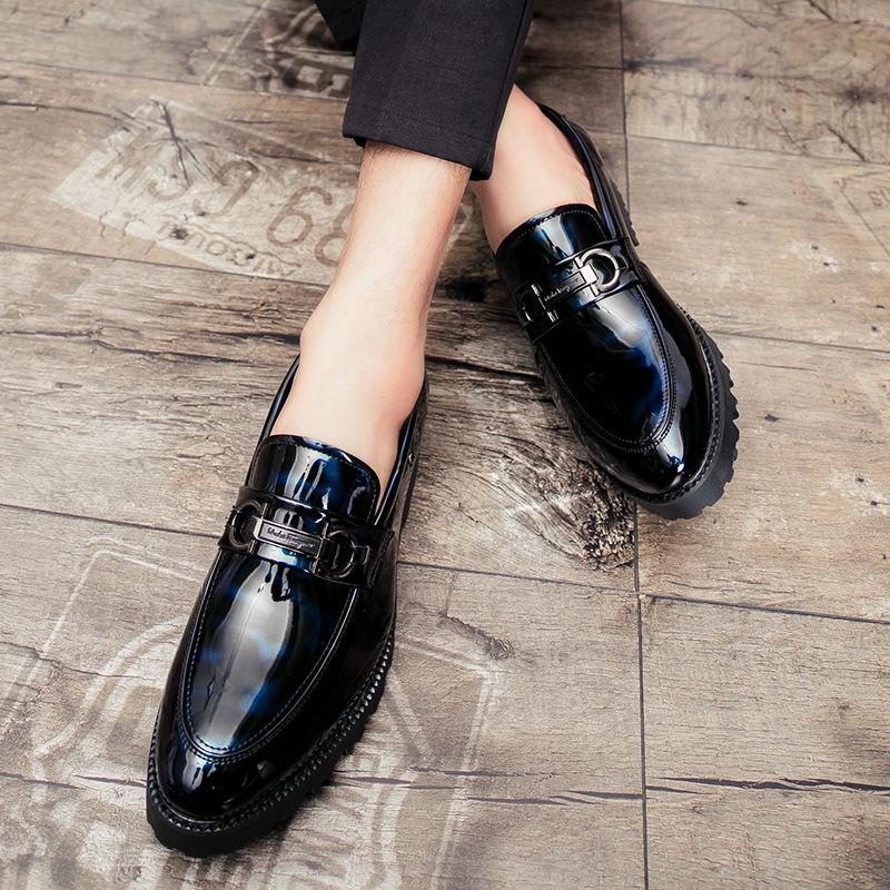 Men Shoes Pointed Iron Toe Leather Dress Shoes  Formal Business Shoes Men
