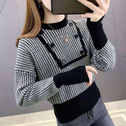 Temperament Ladies Fan Base Shirt Women's Round Neck High Waist Slim Knit Sweater Short Short Sweater Warm and Comfortable