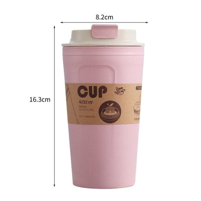 420ml Portable Practical Reusable Bamboo Fiber Coffee Cups Eco Friendly Non-slip Solid Travel Car Mugs Useful Outdoor