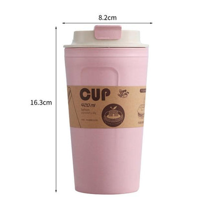 420ml Portable Practical Reusable Bamboo Fiber Coffee Cups Eco Friendly Non-slip Solid Travel Car Mugs Useful Outdoor