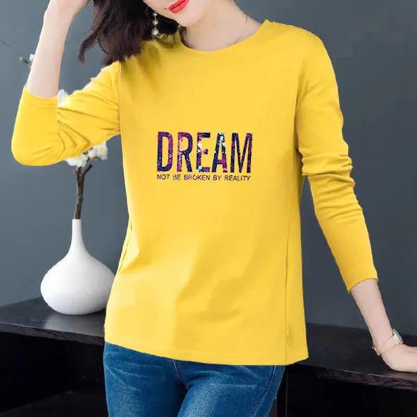 DREAM Print Pullover Spring Long-sleeved T-shirt Women Boutique Bottoming Shirt Casual Loose Shirt