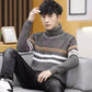 Style for Autumn and Winter Sweater Men's Half-Collar Korean Version Thick Knitted Sweater Line Clothes Imitation Mink Velvet