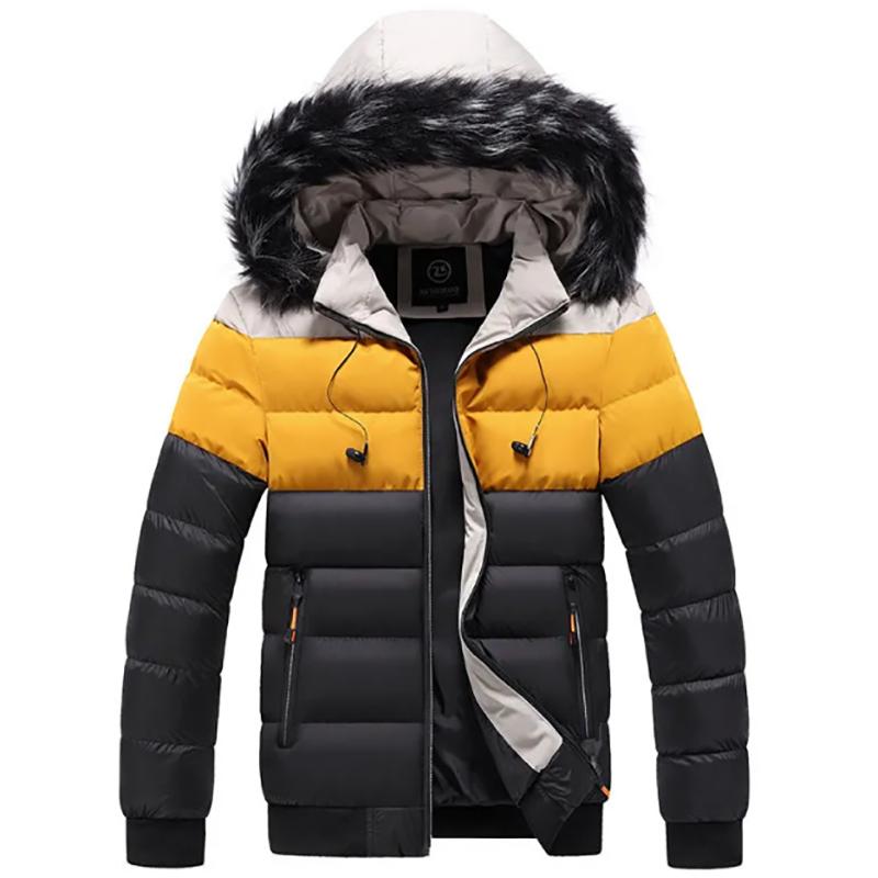 Men's Padded Jacket Men's Winter Thick Warm Jacket Hooded Youth Bread Jackets Stand-up Collar Jacket Men