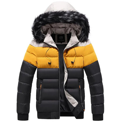 Men's Padded Jacket Men's Winter Thick Warm Jacket Hooded Youth Bread Jackets Stand-up Collar Jacket Men