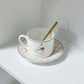 Ins Style Korean Retro Ceramic Coffee Cup and Saucer Set Afternoon Tea Cup Girl High-value Cute with Spoon