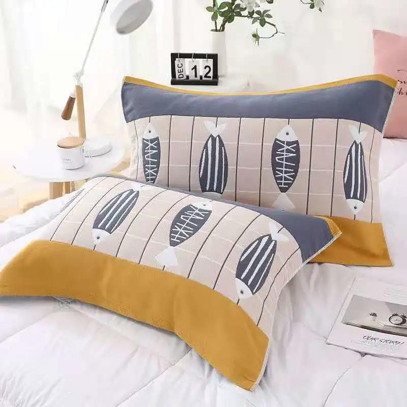 Eight Layers of Pure Cotton High-grade Thickening Plus Soft Single Double Combed Cotton Pillow Towel Adult Gauze Pillow Towel Pair