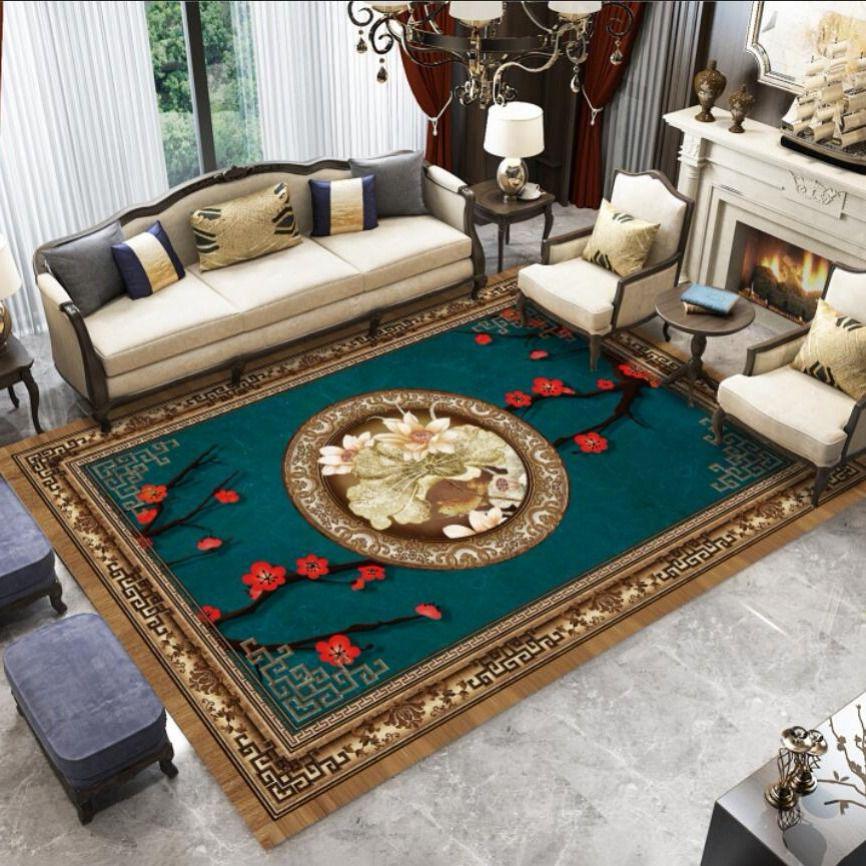 3D Chinese Flower Printed Carpets Rugs Living Room Ink Painting Area Rug Bedroom Home Carpet Sofa
