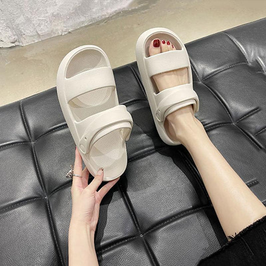 Slippery Shoes Women's Summer Outside Wear Home Bathroom Bath Non-slip Sponge Cake Bottom Net Red Sandals and Slippers