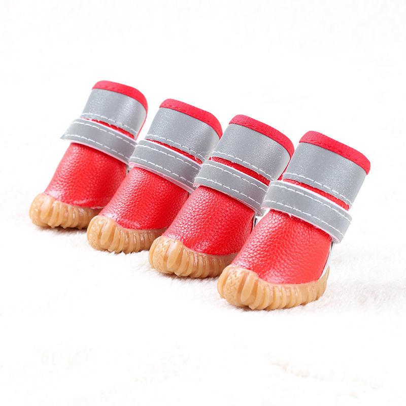 Pet Small Dogs Shoes Autumn and Winter Keep Warm Teddy Bichon A Set of 4 Waterproof and Non-slip Walking Boots Soft Beef Tendon Bottom Snow Boots