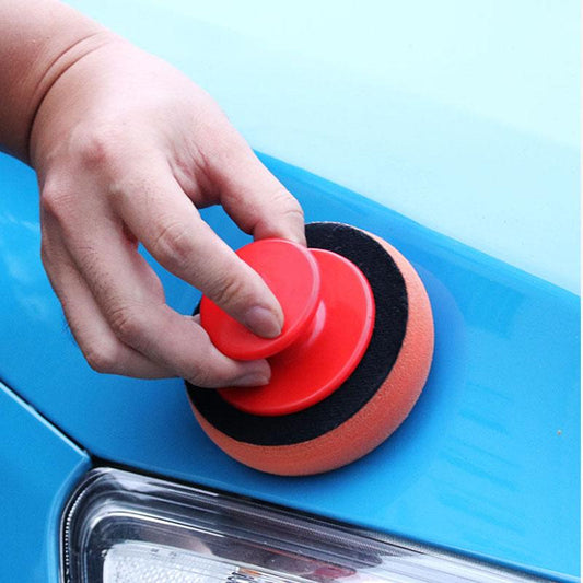 Car Beauty Waxing Sponge with Handle Wool Ball Waxing Plate Car Wash Tool Manual Polishing and Waxing Artifact