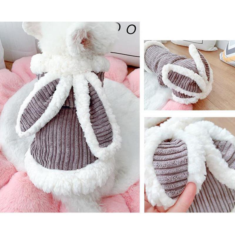 Dog Coats Jackets Soft Fleece Pets Dogs Clothing Puppy Warm Thick Rabbit Ear Jumpsuit 2 Legs Sleeves Outerwear Romper Casual Hoodies for Small Dogs