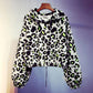 Leopard Print Long-sleeve Hooded Sweatshirt Women Korean Style Short Coat Loose Top