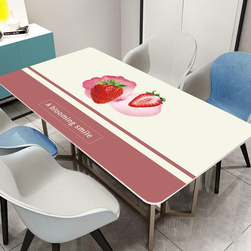 Soft Glass PVC Printed Tablecloth Waterproof Anti-scald and Oil-proof Plastic Transparent Table Mat Coffee Table, Crystal Plate Tabletop