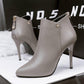 Ankle Boots Women Shoes Patent Leather Pu Pointed Toe Thin High Heels Front Zipper Boots Booties