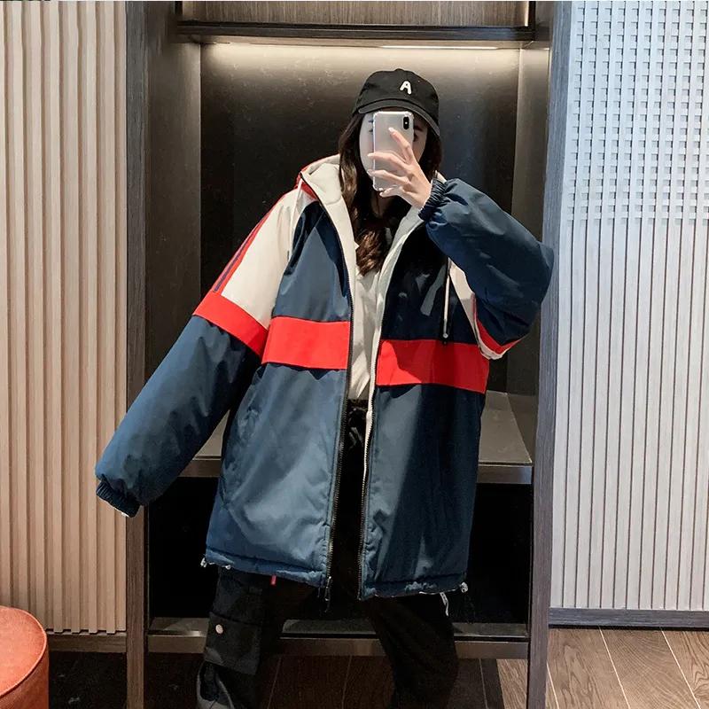 Women's Coat Double-sided Cotton Clothing Autumn and Winter Tooling Student Cotton Clothing Thickened Hooded Jacket Loose Casual Wear Sports Top