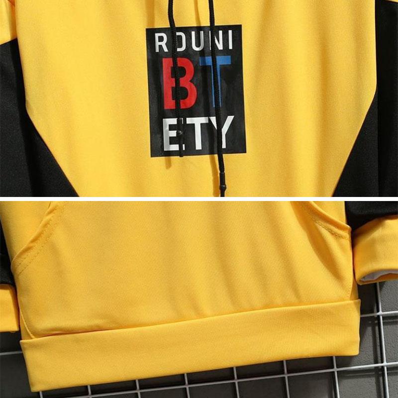 WTEMPO Men Trend Sweater Suit Teen Clothing Hooded Pullover Casual Suit Campus Student Sportswear