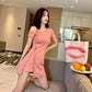 Women One-shoulder Spaghetti Strap Dress Sexy Asymmetrical Dress Summer Mini Club Dress