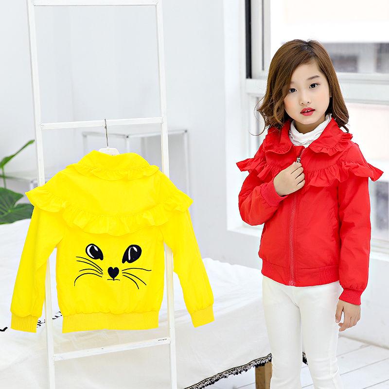 Coat Autumn Girls Children Cartoon Cat Jacket Zipper Hooded Jacket Coat