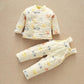 Baby Handmade Cotton Newborn Winter Warm Set Fall/Winter Cotton Jacket Thicken Pure Color Small Fresh Children's Two-piece Set