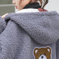 Double-sided Printed Women's Cotton-padded Jacket Spring Autumn Student Jacket Korean Hooded Bear Lamb Wool Cotton Jacket