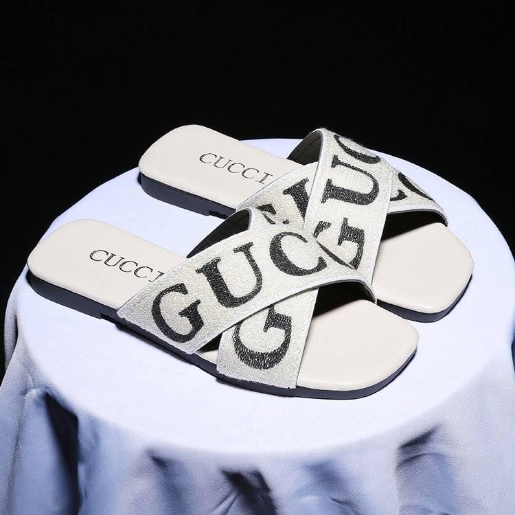 Slippers Women Fashion Wear Flat Bottom Summer Cross Weave Hong Kong Style Wild Social Sandals