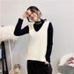 V-neck Knitted Short Vest College Style Solid Color Loose Vest Striped Casual Women's Sweater