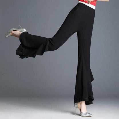 WTEMPO Summer Women Casual Ladies Flare Long Pants  Bell Bottoms Large Size M-XXXL Trousers