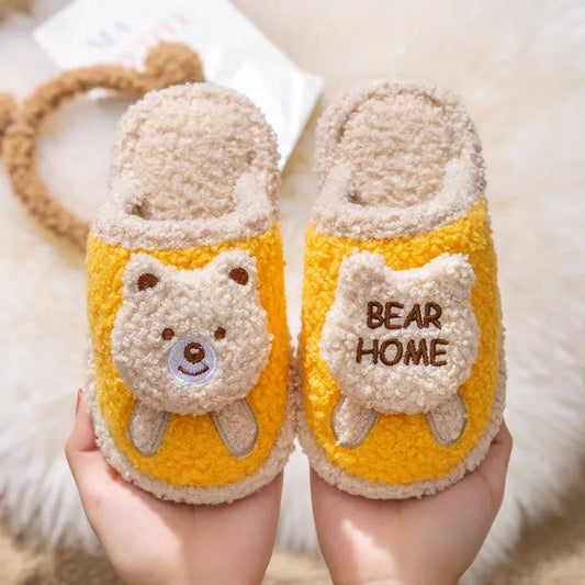 Children's Cotton Slippers Boys and Girls Cute Bear Indoor Home Floor Slippers Children's Middle-aged Children's Slippers Autumn and Winter