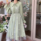 Sen-line Mesh Stitching Dress with Waist Gentle Wind Long-sleeved First Love Dress Gentle and Lovely Temperament Elegant Lace Embroidery