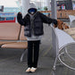 Women's Short Down Jacket Thick and Versatile Loose Bright Face Stand-up Collar Hoodless Winter Padded Jacket Warm Winter Thick Coat