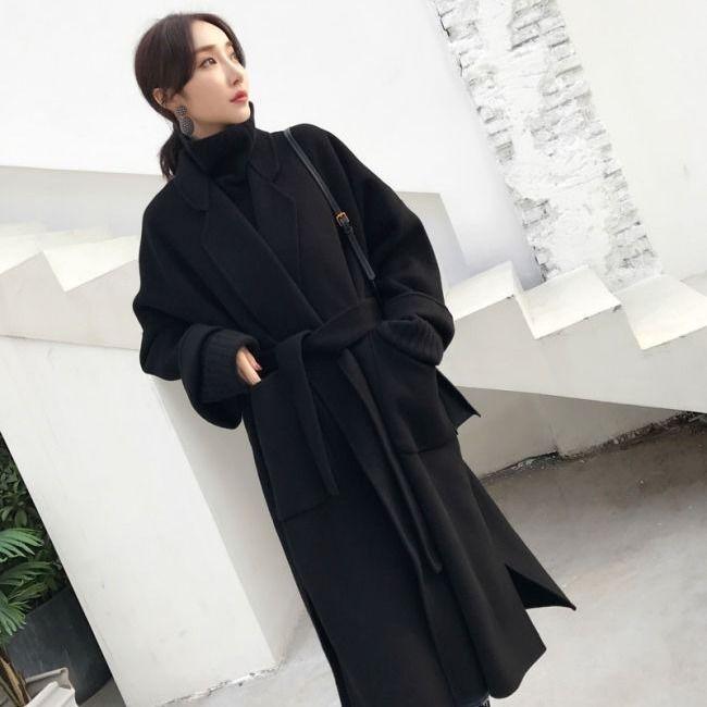 Urban Fashion Solid Women Casual Woolen Coat Female Long Windbreaker Jackets Korean Wool Coat Lady Overcoats