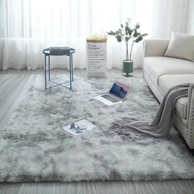 Tie-dyed Plush Living Room Soft Carpet Bedroom Non-slip Floor Mat Bedroom Absorbent Carpet