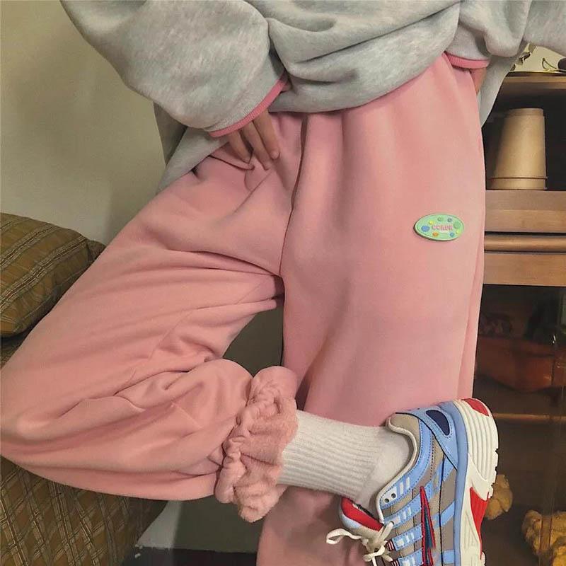 Plus Velvet Casual Pants Ins Trend Female Autumn and Winter Korean Version Outside Wear Wild Loose Leggings Pants Student BF Wind Harem Pants