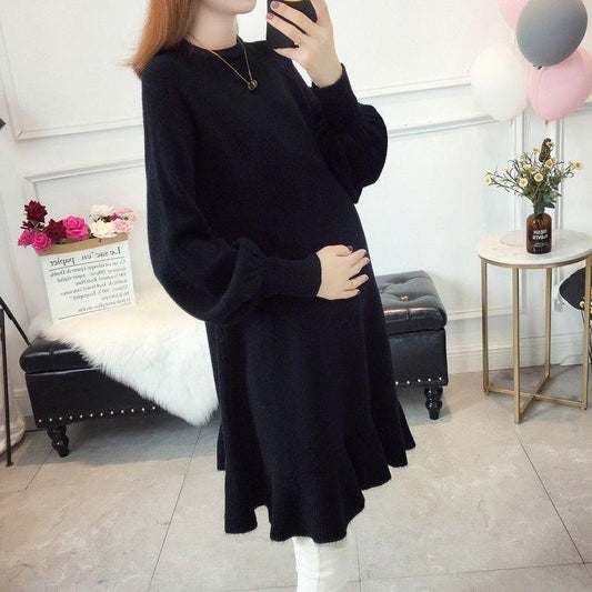 Autumn and Winter Pregnant Women Sweater Fashion Loose Dress Mid-length Sweater Trend