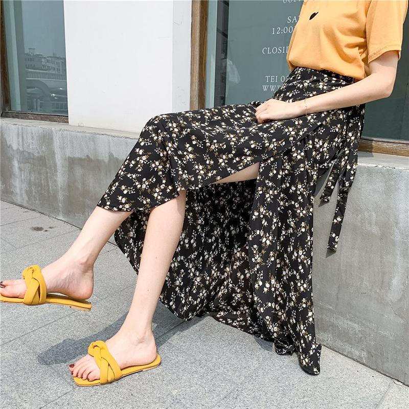 Loose Beach Skirt Half-length Skirt Summer Breathable Floral Pattern One-piece Lace-up Skirt Wrap Skirt Vacation Mid-length Floral Wrap Skirt