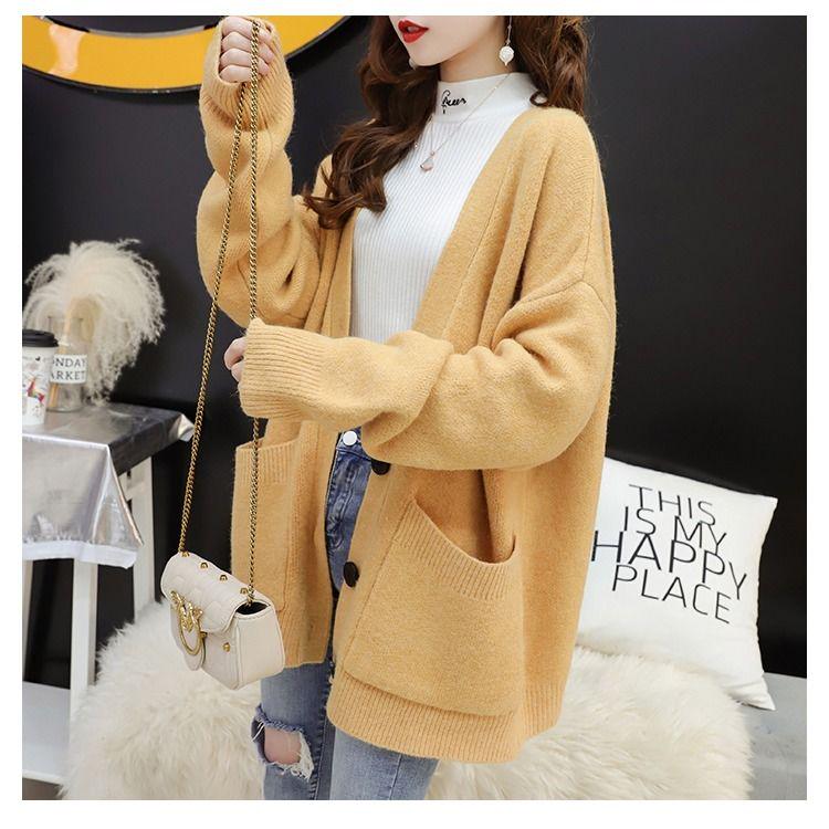 Winter Sweater Cardigans Women V Neck Open Stitch Loose Sweater Jacket Cheap Clothes Lady Knit Coat