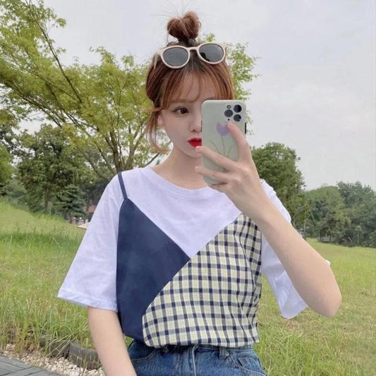 Women's Summer Short Sleeve Top Loose Round Collar T-shirt