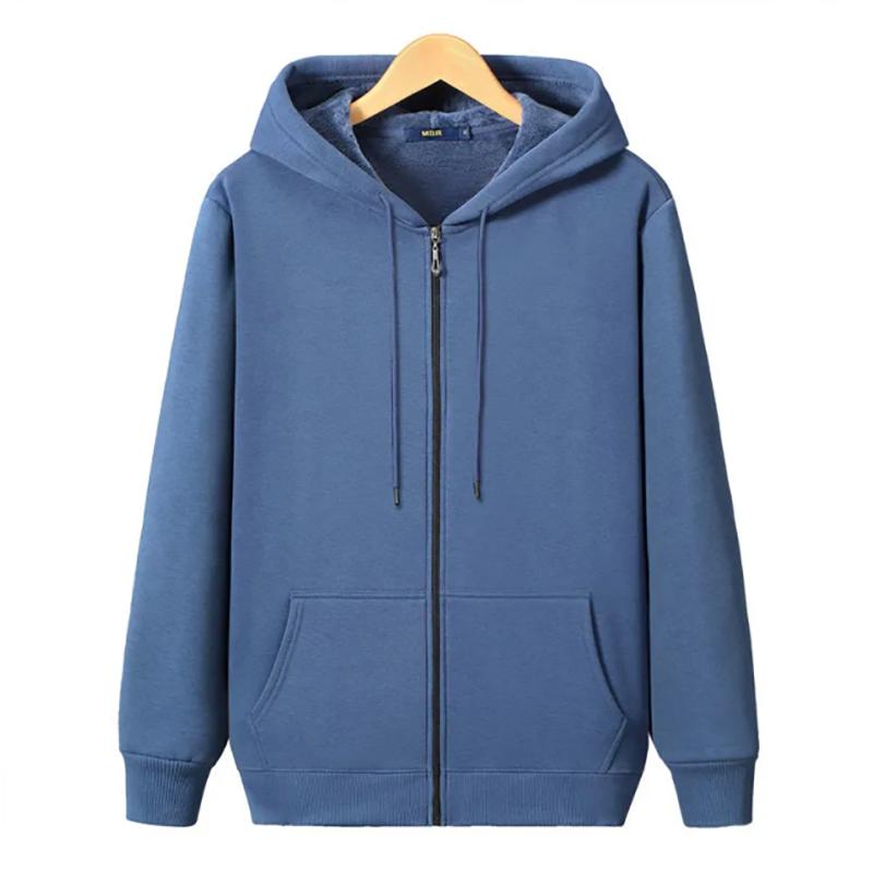 Autumn and Winter Sweatshirts Plus Fat Plus Size Plus Velvet Thick Men's Sweater Pure Cotton Hooded Zipper Fat Sweater