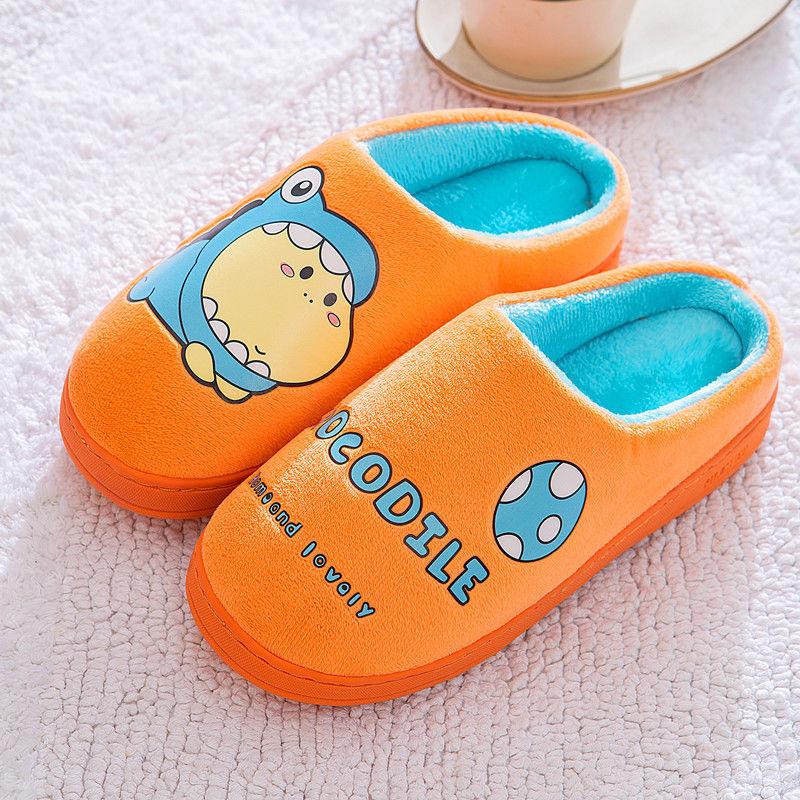Men and Women Cute Cartoon Cotton Slippers Autumn and Winter Warm Flat Shoes Indoor Non-slip Cotton Shoes Soft Shoes