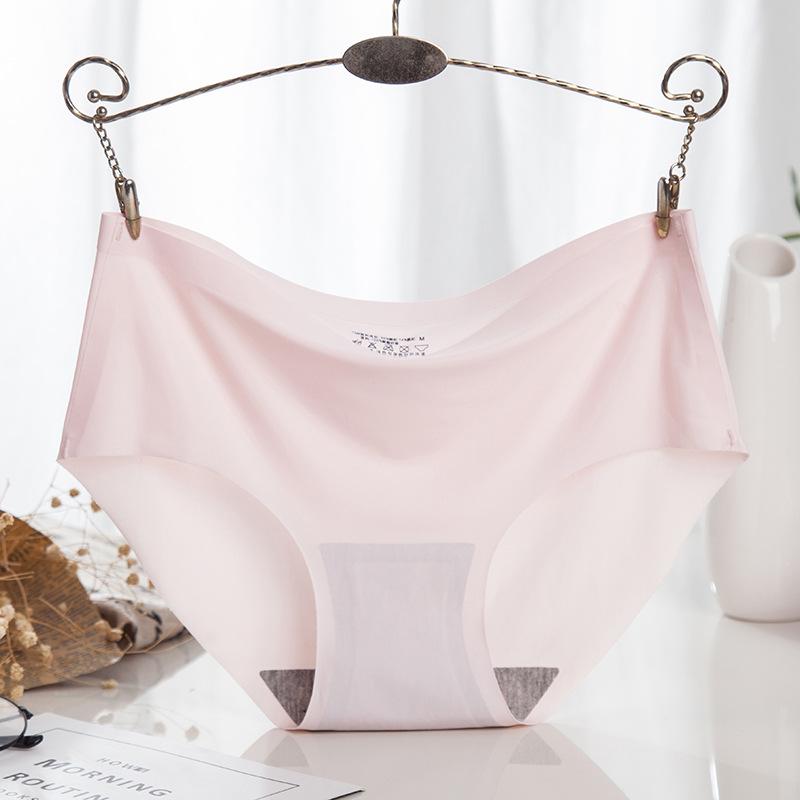 Ladies Ice Silk Panties Seamless Underwear One Piece Panties Mid-waist Sexy Women's Panties Briefs