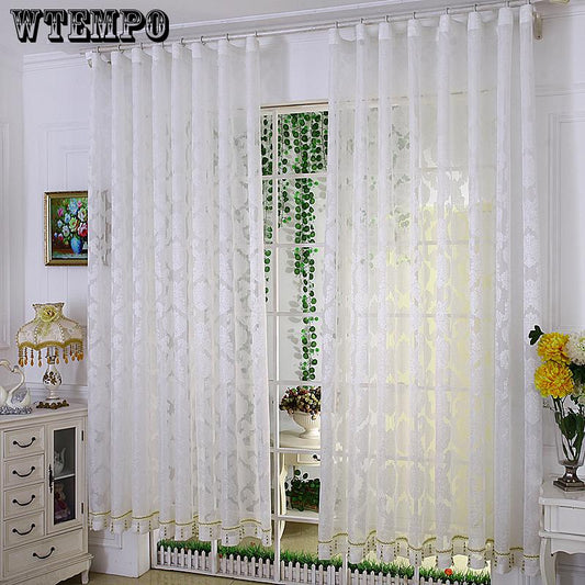 White Cross Hemp Screen Curtains Solid Color Floating Curtain Cotton Yarn Curtain