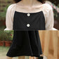 French Retro Style Sexy Black Woman Square Collar Puff Short Sleeves Wedding Part Mid-calf Dress